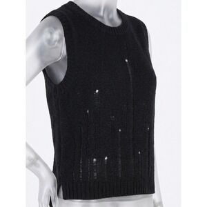 Wild Fable Junior's Black Destructed Cropped Sweater Vest SKUW528